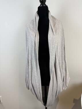 Babaton Light Gray Draped Open-Front Cardigan